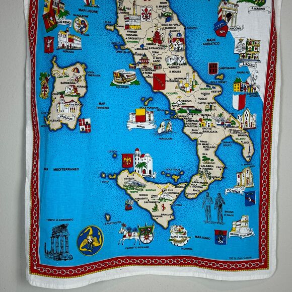 Vintage Italia Italy Cotton Travel Souvenir Tea Towel - Picture 3 of 9